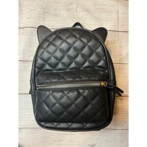 Under One Sky Black Quilted Mini Backpack with Cat Ears NWOT
